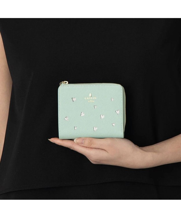 LANVIN en Bleu リュクサンブールハート 二つ折りLファスナー財布 ミント