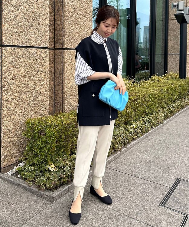 UNFILO 【軽量/ストレッチ/シワになりにくい】ミラノリブ ハーフジレ ネイビー