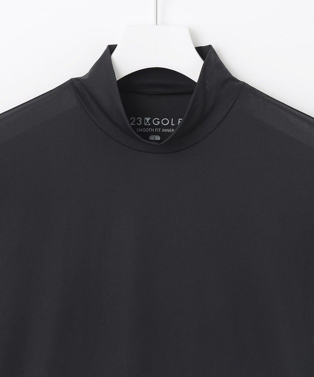 23区GOLF 【MEN】【吸水速乾/UVケア】30デニール 無地モックネックインナーシャツ ブラック系