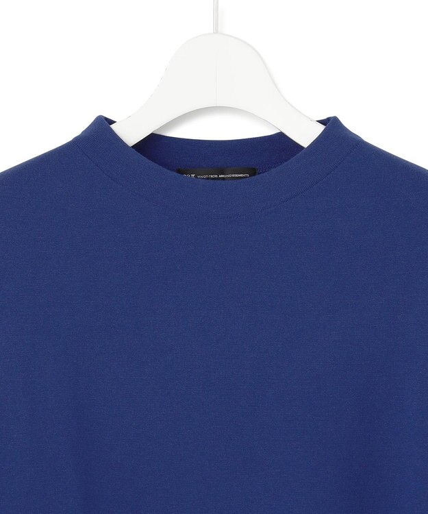 23区 S 【洗える】ヴィスコースストレッチ 半袖 ニット ブルー系