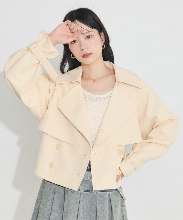 earth music&ecology バックフレアショートトレンチコート Light Beige