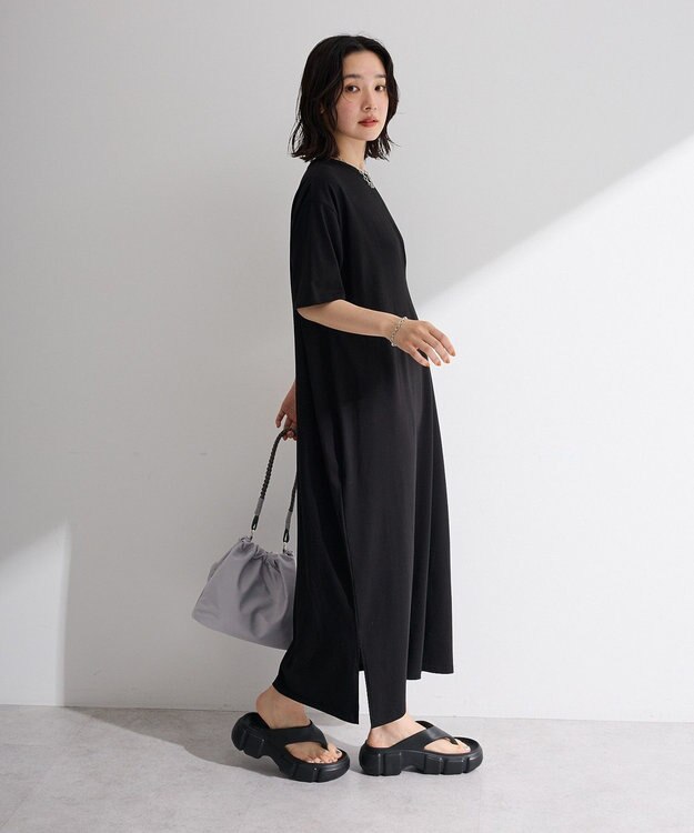 Green Parks 半袖タックカットワンピース Black