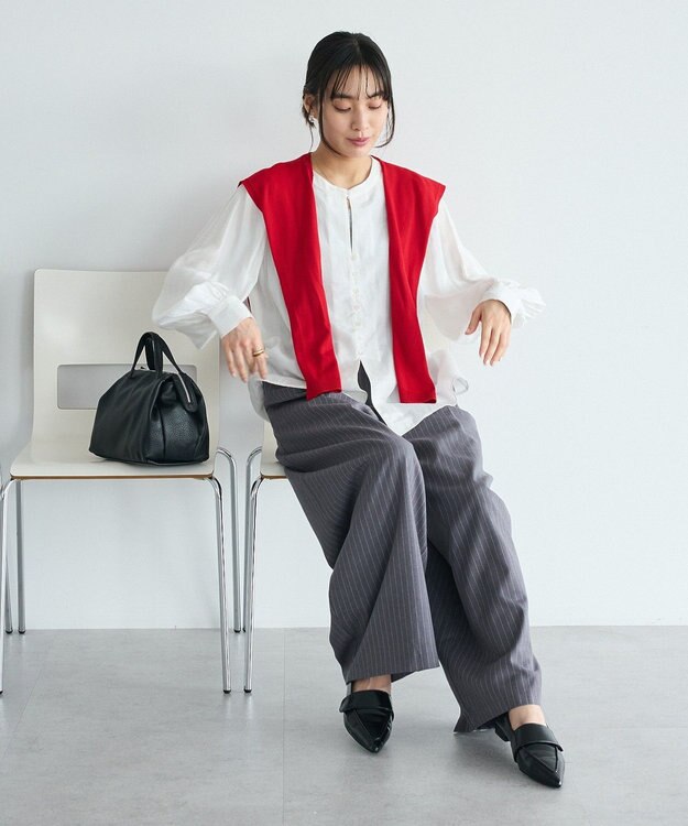 CRAFT STANDARD BOUTIQUE インド製 ボリュームスリーブブラウス White