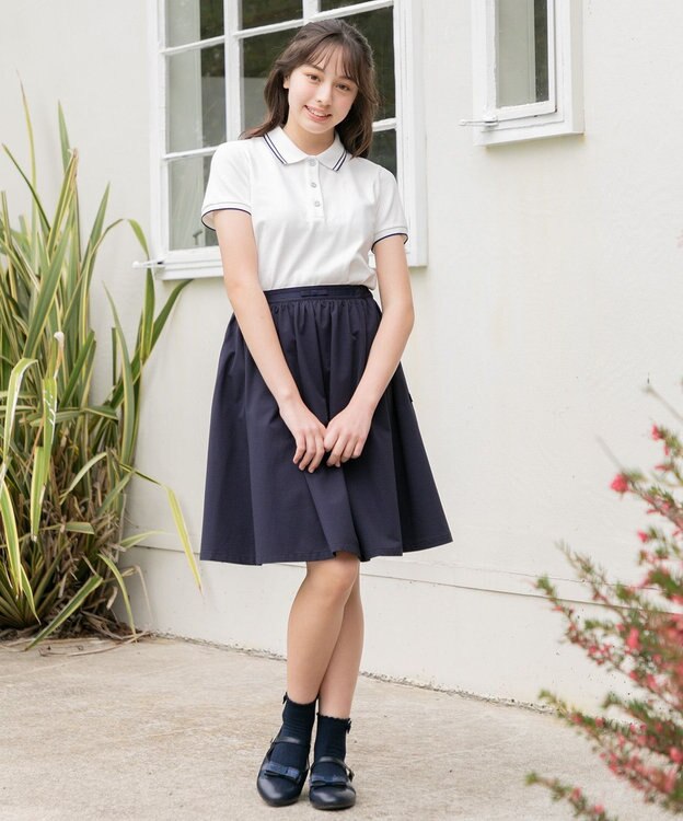 組曲 KIDS 【150-170㎝】ソロナギャザー スカート ネイビー系
