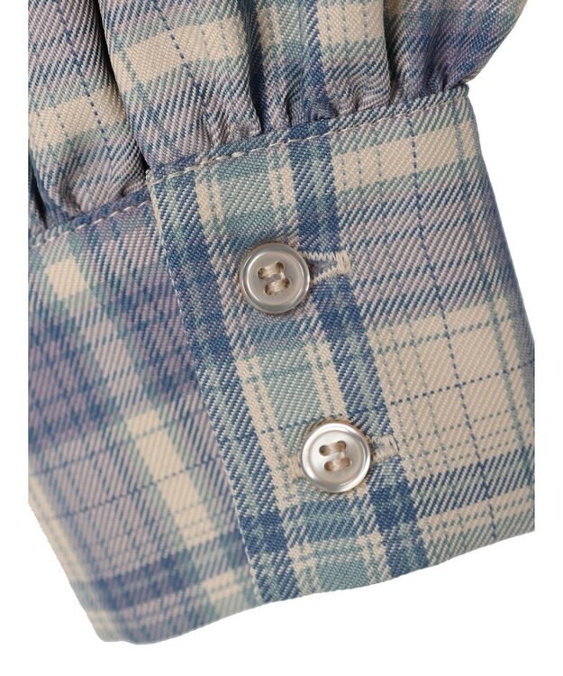 earth music&ecology ＣＨＥＣＫショートシャツジャケット Check Blue