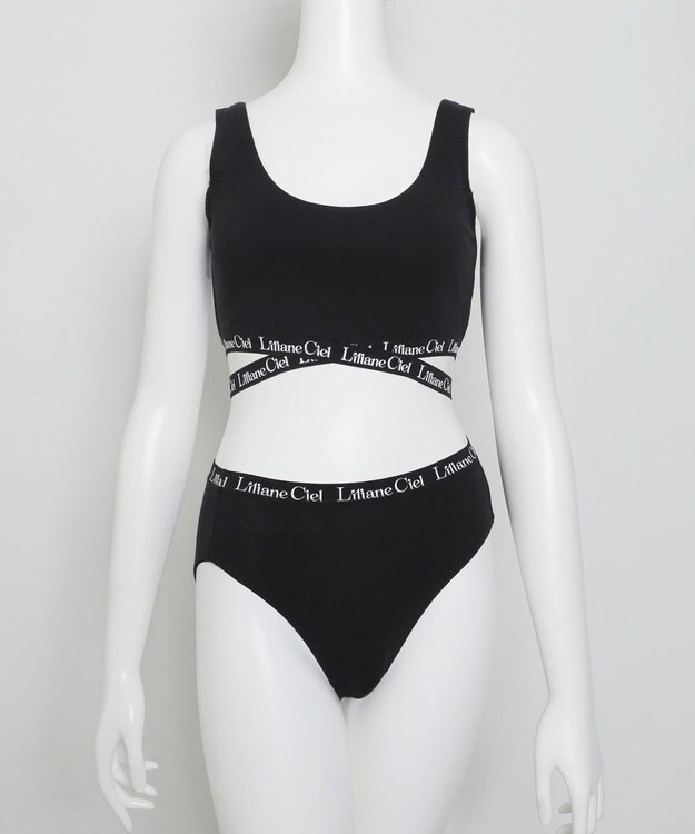 WEGO 【ハーフトップ＆ショーツセット】Liliane　Ciel　クロスロゴ ブラック