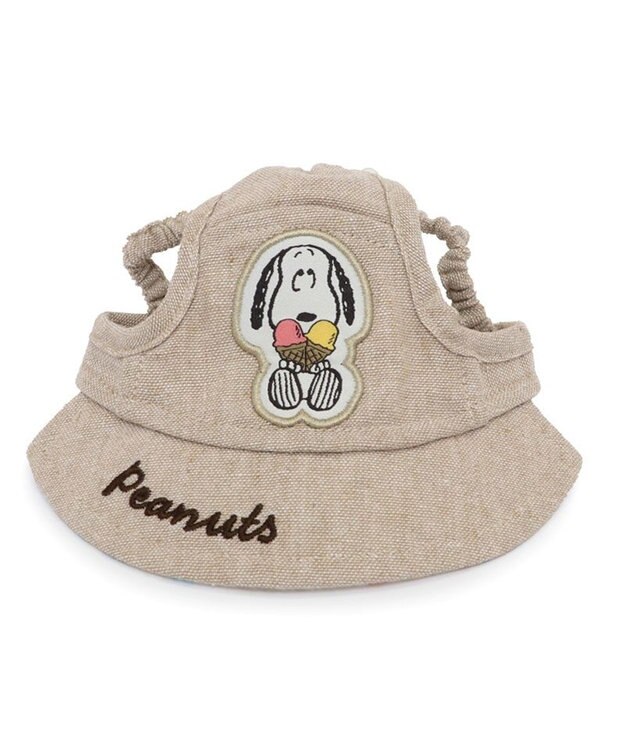 PET PARADISE スヌーピー リネン帽子  《アイス柄》 ４Ｓ～３Ｓ / ＳＳ～Ｓ 小型犬 ベージュ