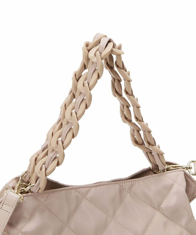 TOPKAPI 【TREASURE TOPKAPI】キルティング アクリルチェーン付 トート バッグ ペールベージュ