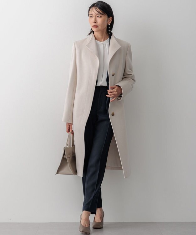 23区 S ウールカシミヤビーバー スタンドカラー コート ベージュ系