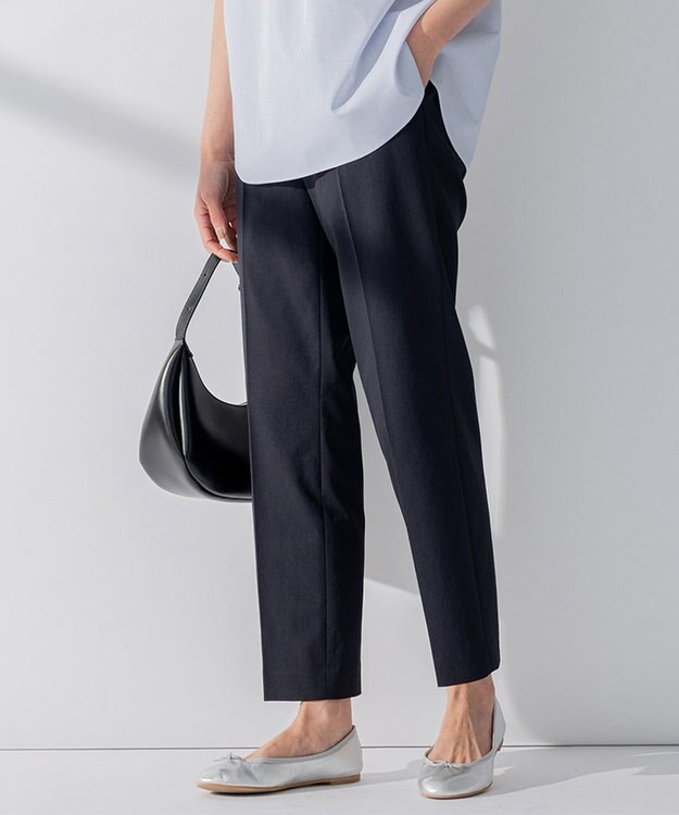 23区 S 【セットアップ対応】オックスストレッチ テーパードパンツ ブラック系