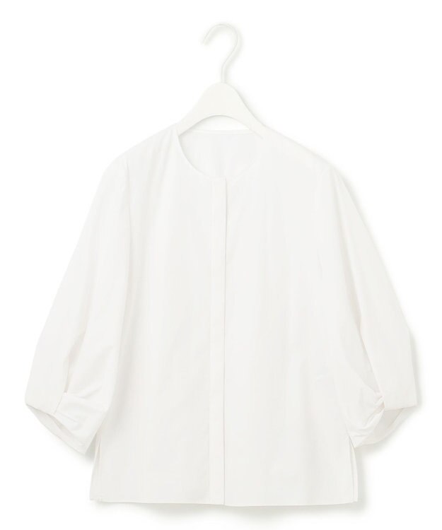 ICB 【洗える】 コットンナイロンタイプライター デザインブラウス オフホワイト系