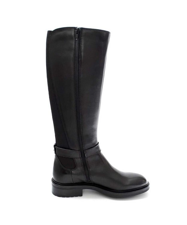 Pointer 本革ベルトデザイン 裏起毛 ロングブーツ ブラック