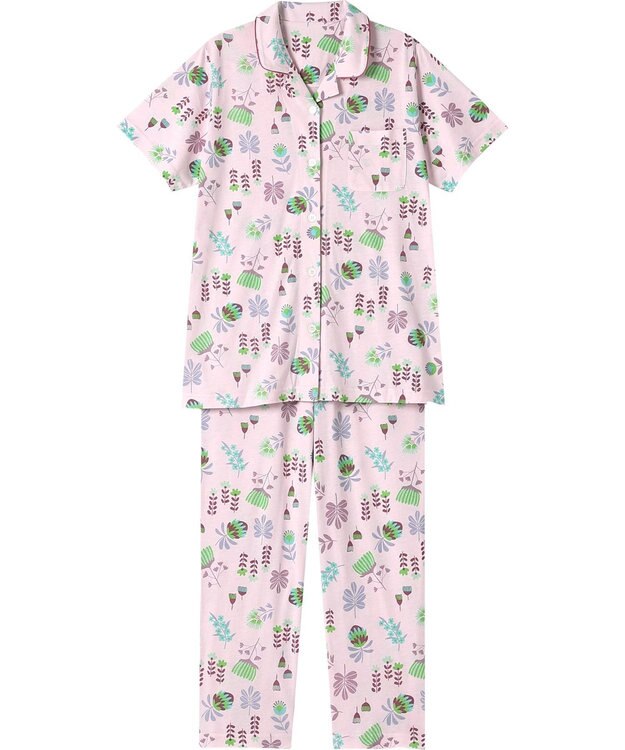 Wing ウイングスリープ パジャマ 5分袖 長ズボン 綿レーヨン天竺素材 レディース EP8024 ウイング／ワコール ピンク