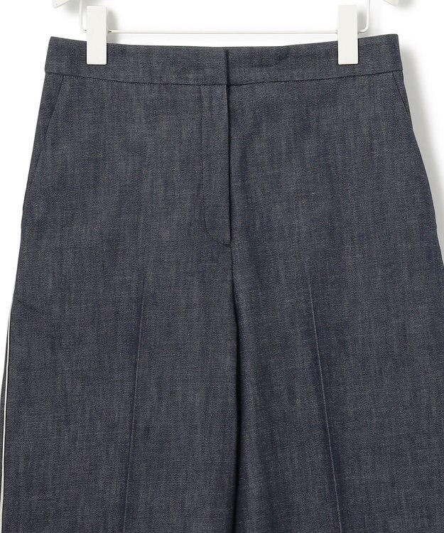 ICB L 【洗える】 コットンリアクティブデニム ワイドストレートパンツ インディゴ系