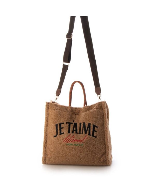 UNBILLION カシュカシュ cachecache / ボア刺繍リバーシブル2wayトート キャメル