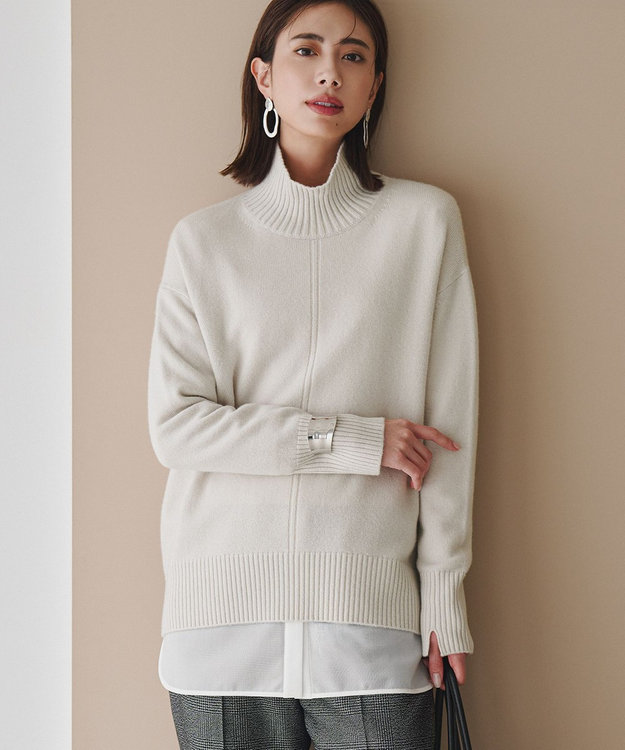 ICB L 【新色追加】ソフトカシミヤミックス ハイネックニット トープ