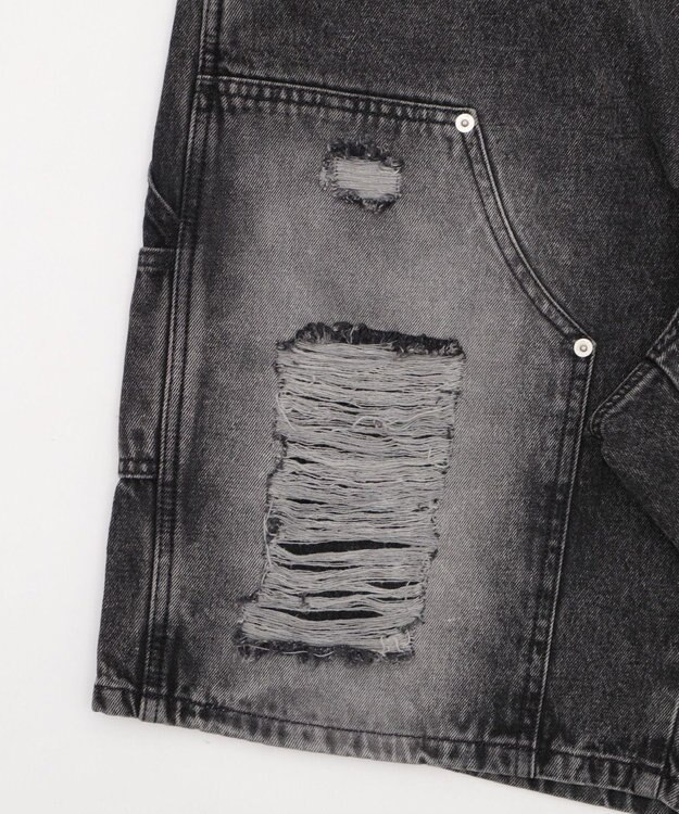 WEGO ダブルニーダメージデニムショーツ デニムブラックソノタ