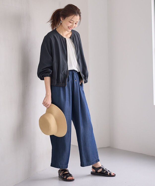 ANY 【手洗い可/UVケア】ノーカラーシアーブルゾン ブラック