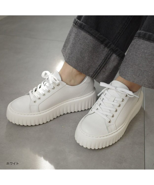 Pointer 日本製 レースアップ厚底スニーカー ホワイト
