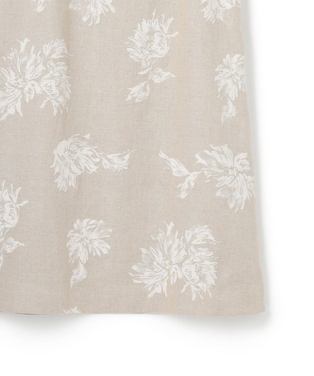 ICB L 【洗える】リネンオックスフラワープリント スカート トープ系