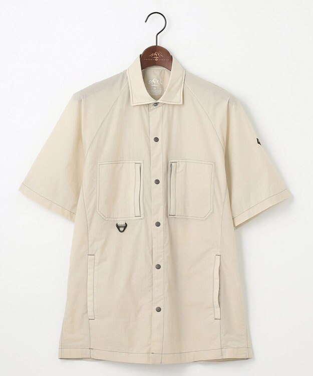 JOSEPH ABBOUD MOUNTAIN 【軽量/ECO撥水/ストレッチ/男女兼用】ライトワッシャー アウトドア 半袖 シャツ ライトグレー系