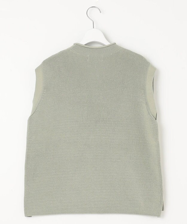 J.PRESS LADIES L 【洗える】CLEAR COTTON BLEND ニット ベスト スモーキーグリーン系