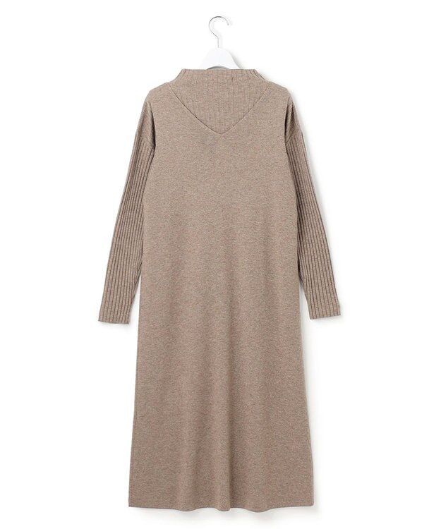 23区 L 【洗える】レイヤードニットツイン ワンピース ブラウン系