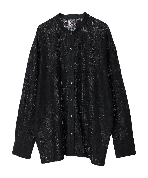 Green Parks 総レースシャツ Black