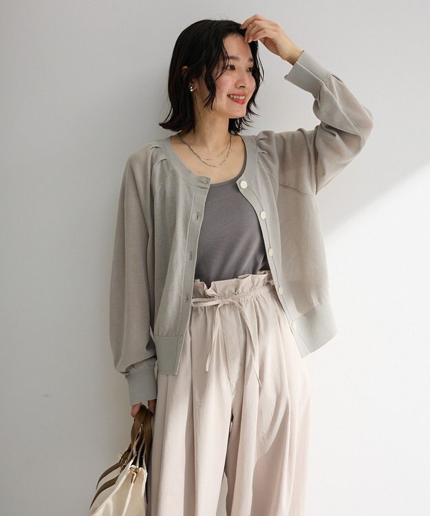 Green Parks 【しのばせカーデ】ポケッタブルＵＶカットニットカーディガン Light Gray