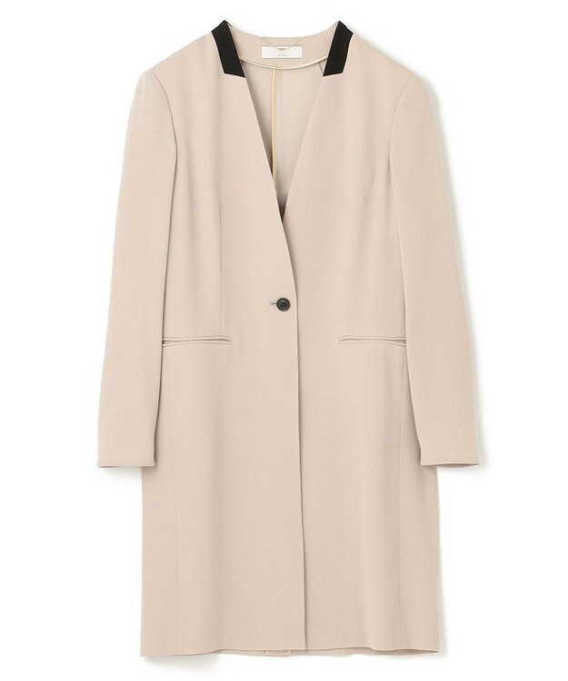 BEIGE， CINDY / ノーカラーロングジャケット Sand × Black