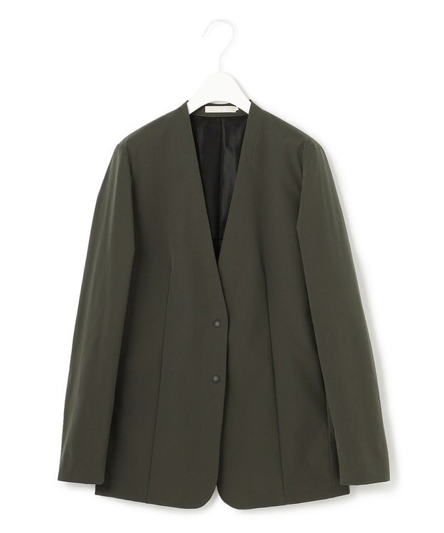 ICB 【UVカット・洗える】4WAYストレッチタフタ ノーカラージャケット ダークカーキ系