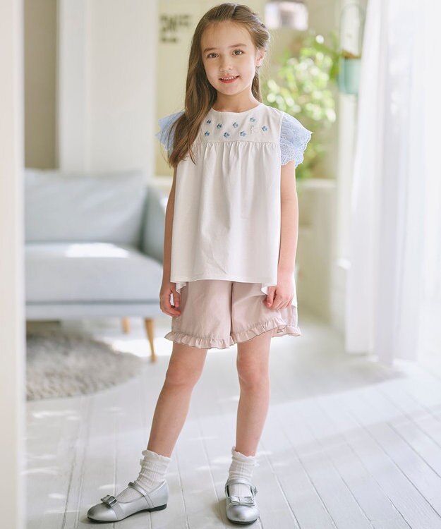 組曲 KIDS 【150-160㎝】 フリルヘムショートパンツ ベージュ