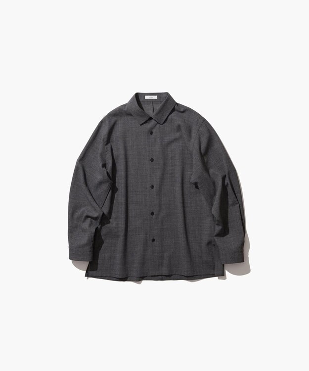 ATON TWIST WOOL WASHER | オーバーサイズシャツ - UNISEX CHARCOAL MOKU