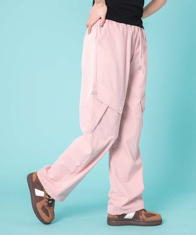 WEGO 【ウエストゴム】ビッグポケットカーゴパンツ ピンク