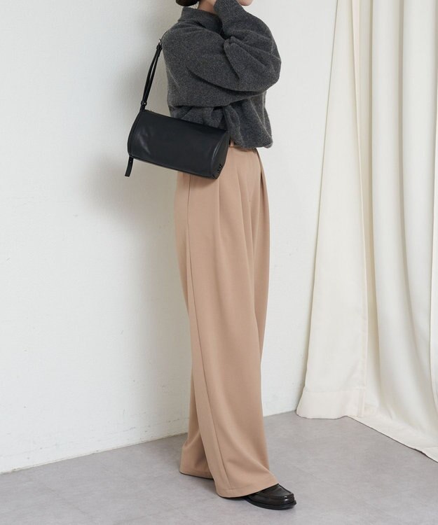 russet ソフトレザーロールショルダーバッグ(CE-1661) Black