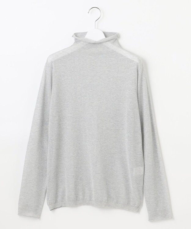 自由区 S 【洗える】ラメボーダー ニット シルバー×シルバー