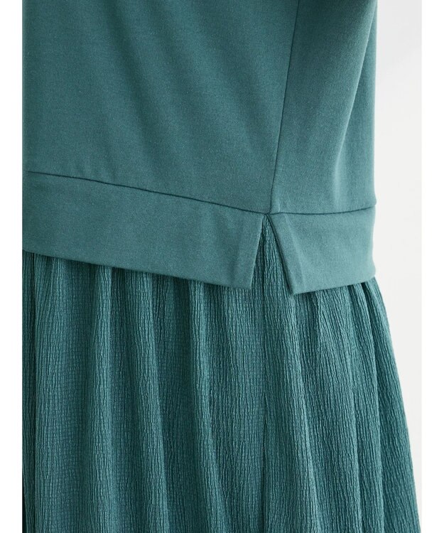 Green Parks カットソー異素材ドッキングワンピース Khaki