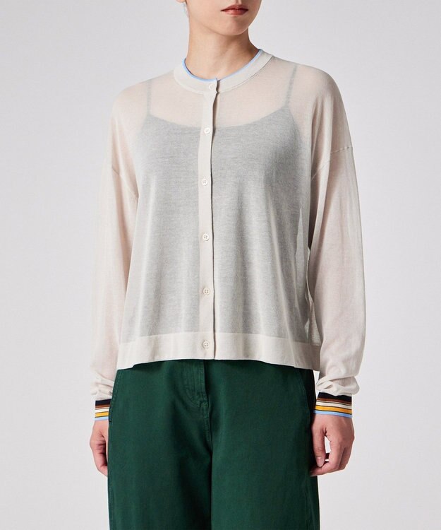 Paul Smith リブストライプ シアーカーディガン エクリュ
