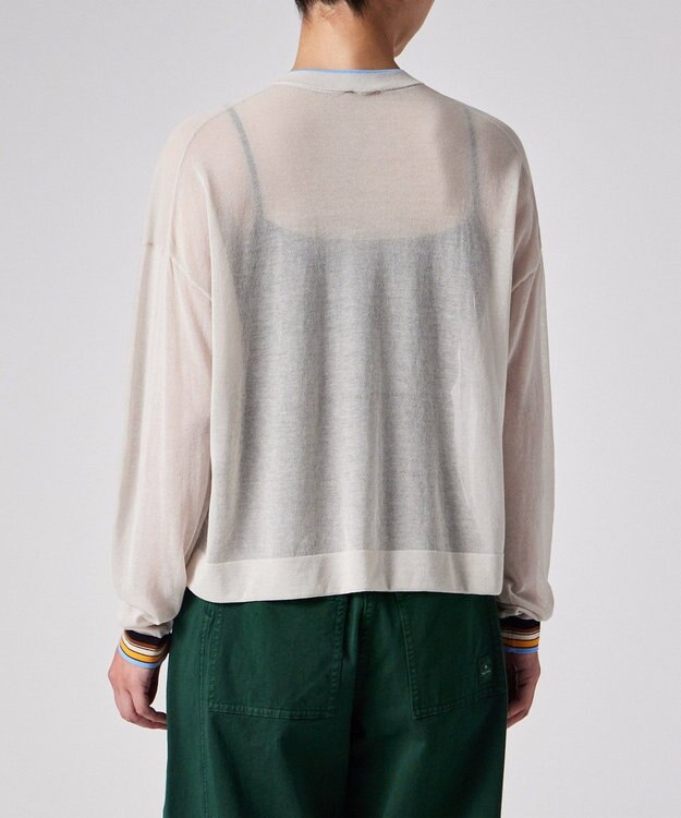 Paul Smith リブストライプ シアーカーディガン エクリュ