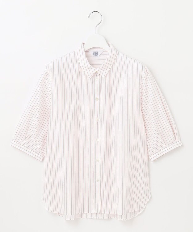 J.PRESS LADIES 【洗える】BEZ空羽ストライプ シャツカラー ブラウス ピンク系1