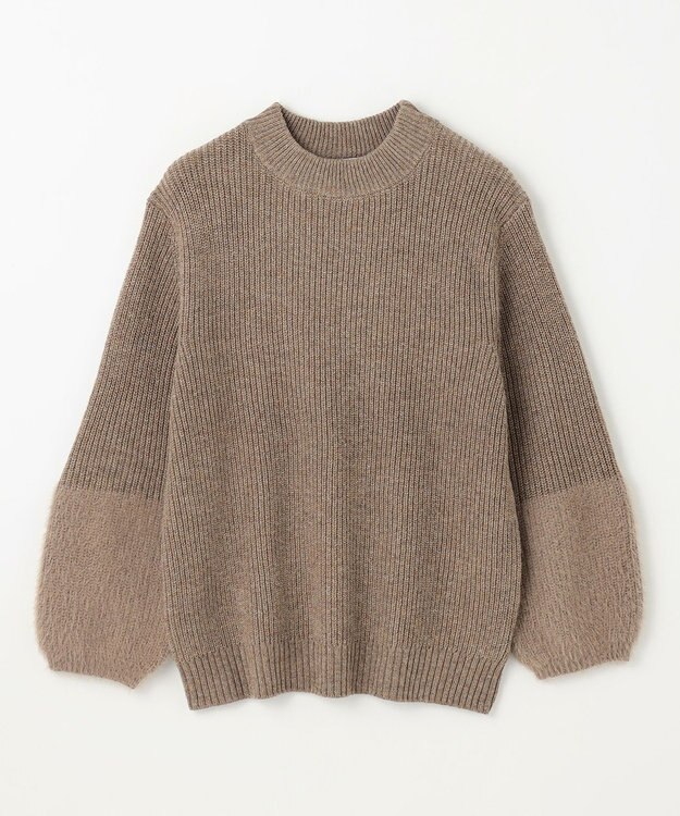 ANY ラムウールフェザーコンビプルオーバー モカ