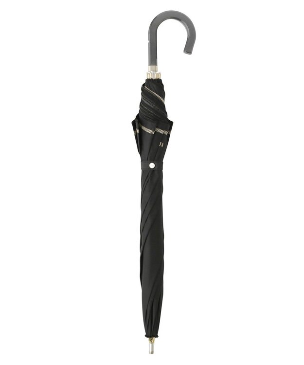 MOONBAT FURLA 晴雨兼用日傘 長傘 ジッパー刺繍 ／遮光 遮熱 UV ブラック