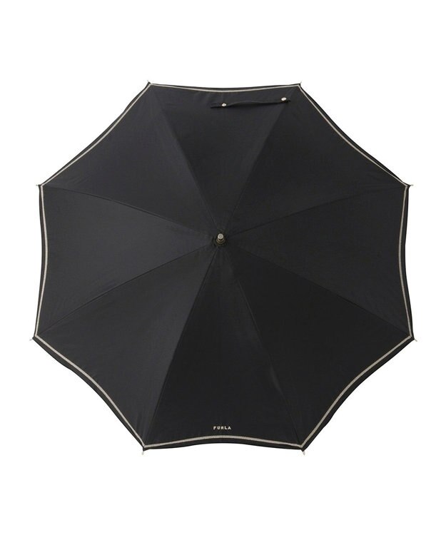 MOONBAT FURLA 晴雨兼用日傘 長傘 ジッパー刺繍 ／遮光 遮熱 UV ブラック