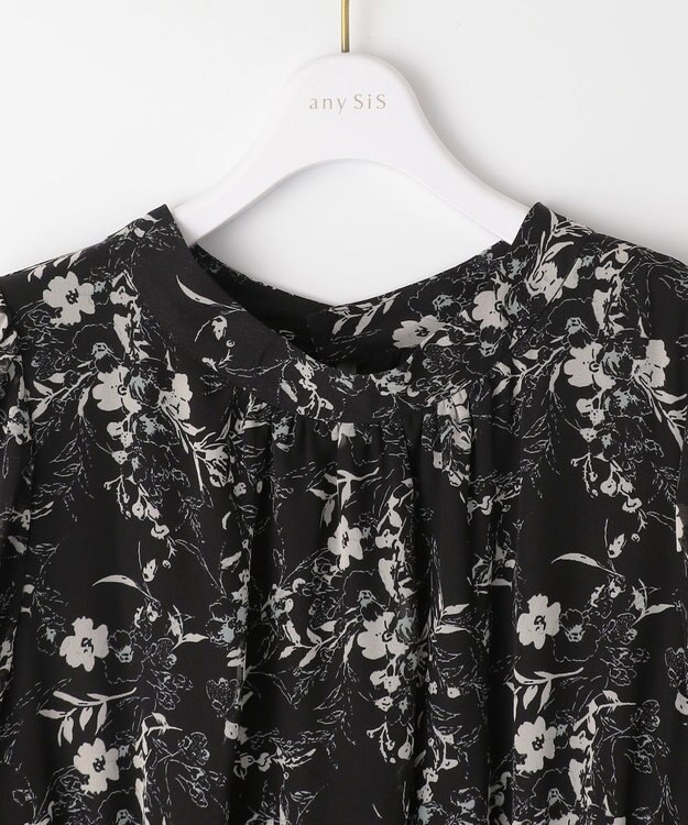 ANY SIS 【洗える】フラワープリント ワンピース ブラックベース