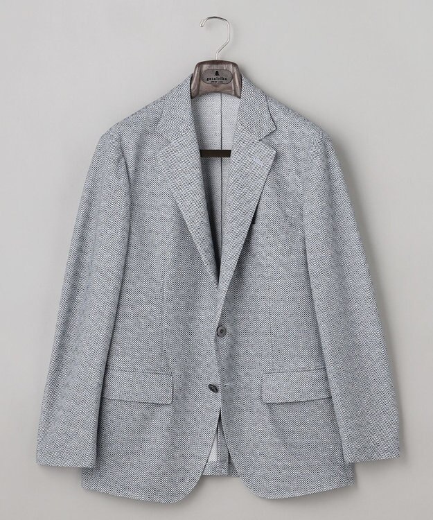 GOTAIRIKU ３年連続売上NO1【吸水速乾/洗える/ストレッチ】ノルマンディーリネン カーディガンジャケット(25/26年モデル) サックスブルー×ヘリンボーン柄(26年新色)