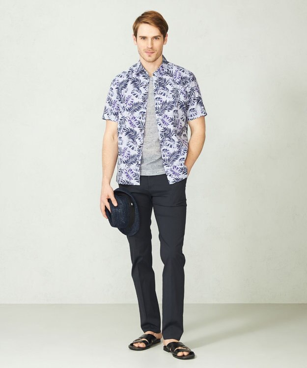 JOSEPH ABBOUD リヨセルリーフ 半袖シャツ パープル系5