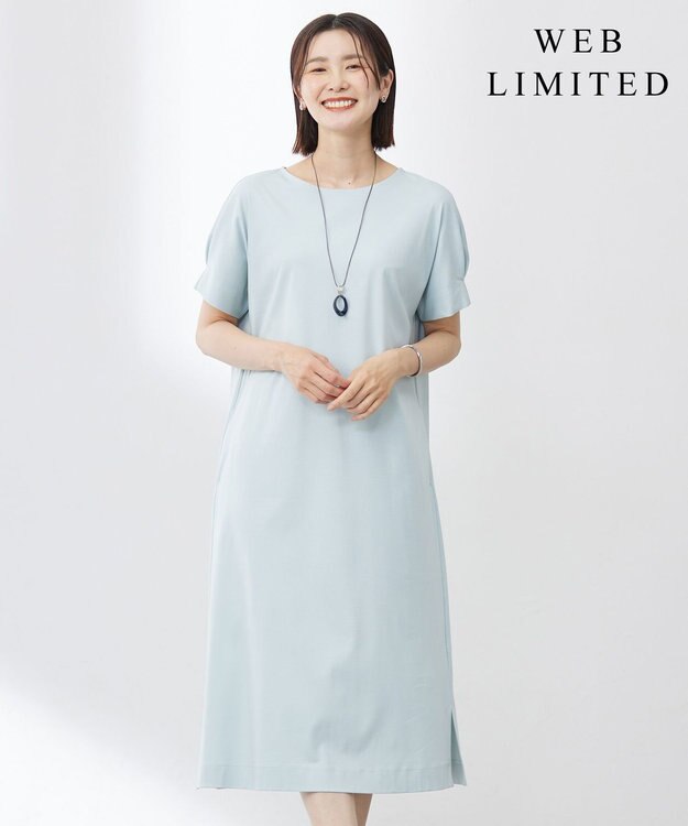 J.PRESS LADIES L 【WEB限定カラーあり・洗える】コットンスムース ドルマンスリーブ ワンピース 【WEB限定カラー】アクアグリーン系