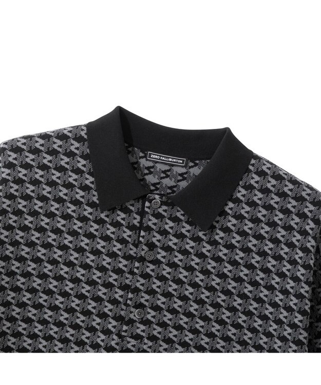 ZERO HALLIBURTON 半袖モノグラムニットポロシャツ ZHG-M5A4d 85116 ブラック