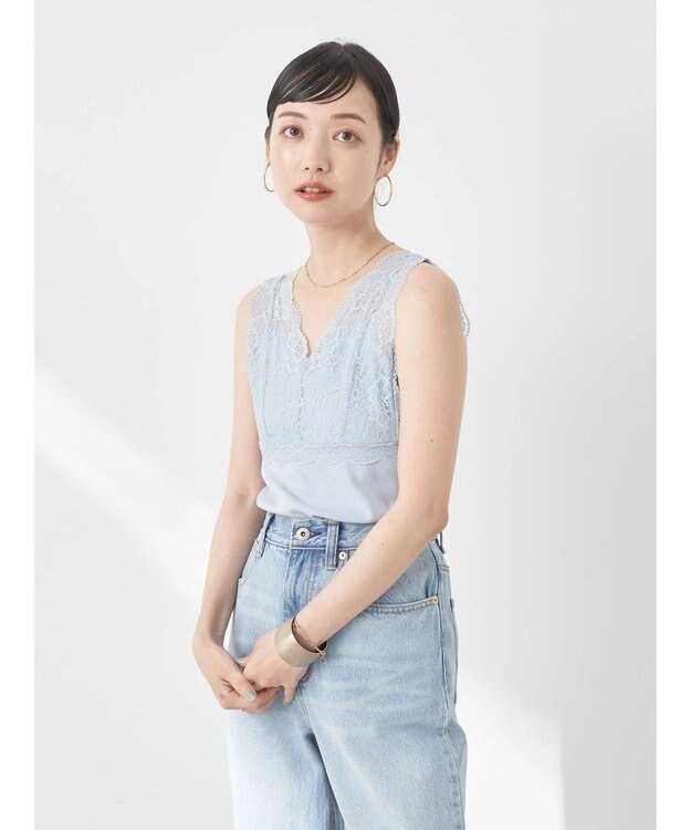 earth music&ecology 前後２ＷＡＹレースタンクトップ Sax