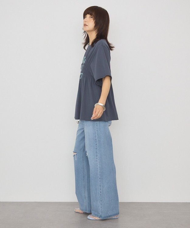 AMERICAN HOLIC シャーリングプリントTシャツ Navy
